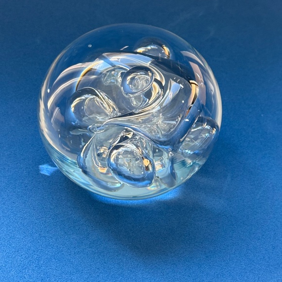 Karg Vintage Clear Art Glass Hand Blown Paperweight Controlled Bubbles - Picture 8 of 13